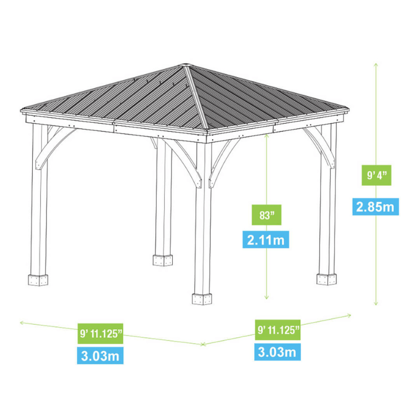 Yardistry 10ft x 10ft (3m x 3m) Meridian Gazebo with Double Privacy Wall