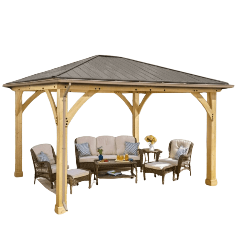 Yardistry 12ft x 14ft (4.3 x 3.7m) Meridian Gazebo with Rain Guttering