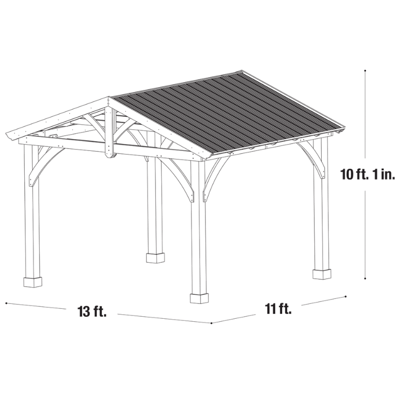 Yardistry Carolina Wooden Pavilion with Roof – 13ft x 11ft (4m x 3.4m)