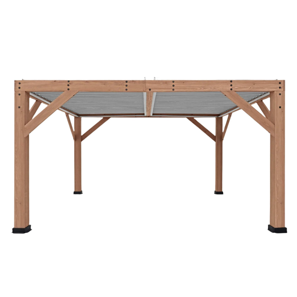 Yardistry 14 x 12 Wooden Pergola With Louvered Roof