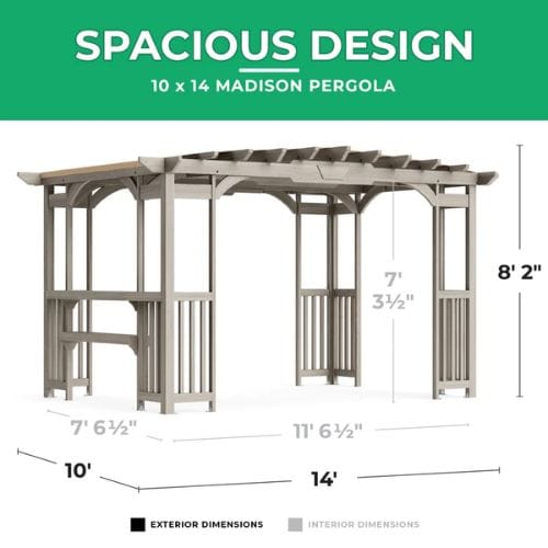 Yardistry 10ft x 14ft (3m x 4.2m) Madison Pergola