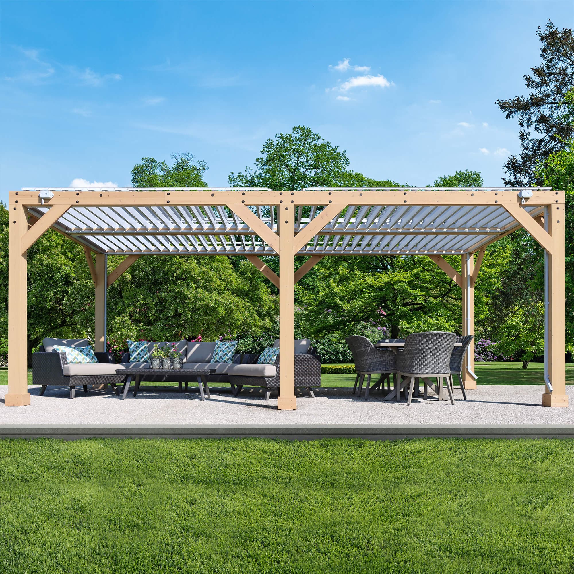Yardistry 10ft x 20ft (3m x 6m) Meridian Pergola with Louvered Roof